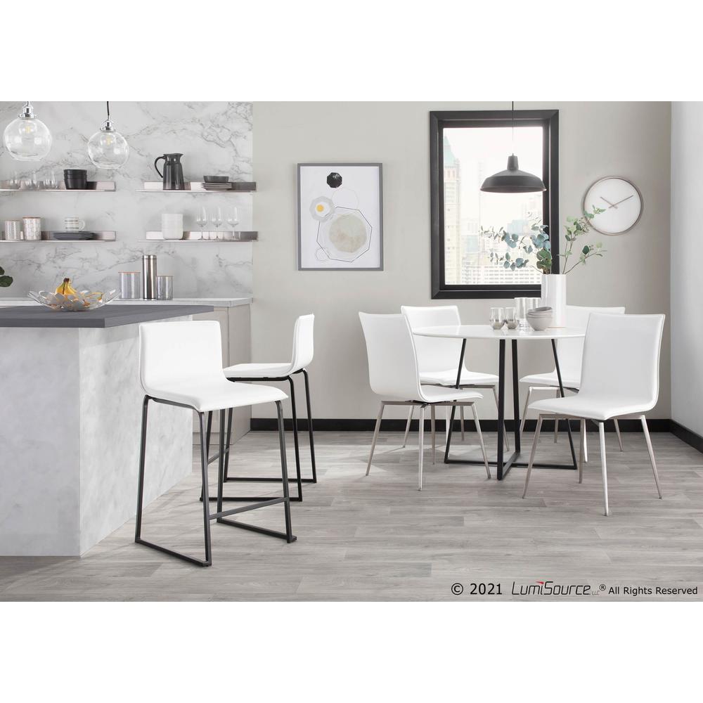 Black Metal, White PU Mara Counter Stool - Set of 2. Picture 9