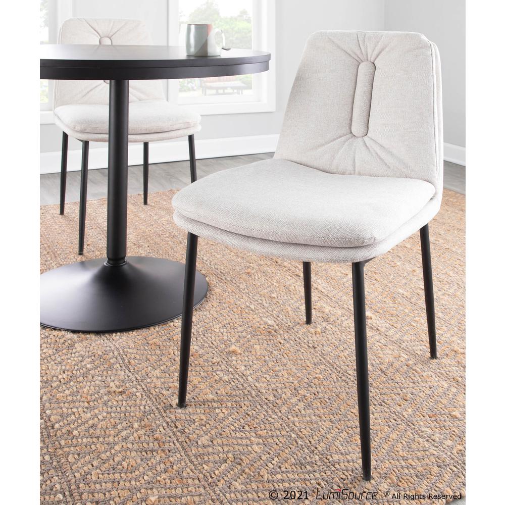 Black Steel, Cream Fabric Smith Dining Chair - Set of 2. Picture 11