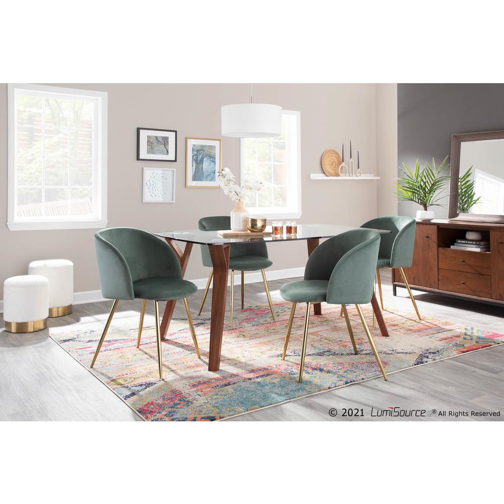 Gold Metal, Sage Green Velvet Fran Chair - Set of 2. Picture 8