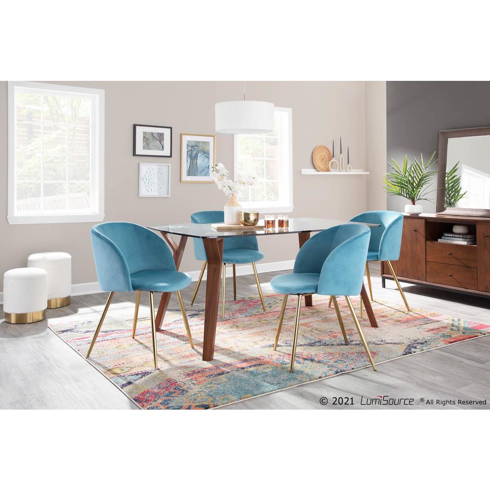 Gold Steel, Light Blue Velvet Fran Chair - Set of 2. Picture 9
