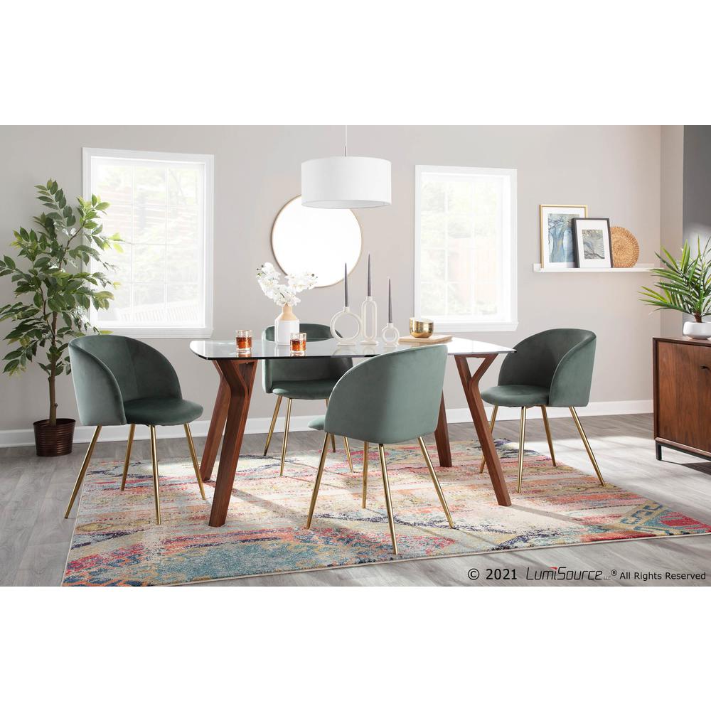 Gold Metal, Sage Green Velvet Fran Chair - Set of 2. Picture 9