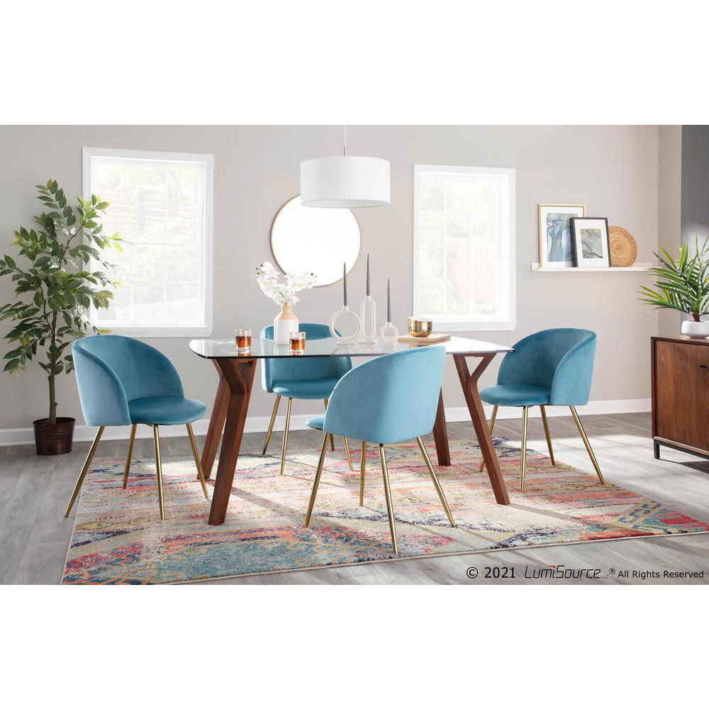 Gold Steel, Light Blue Velvet Fran Chair - Set of 2. Picture 10