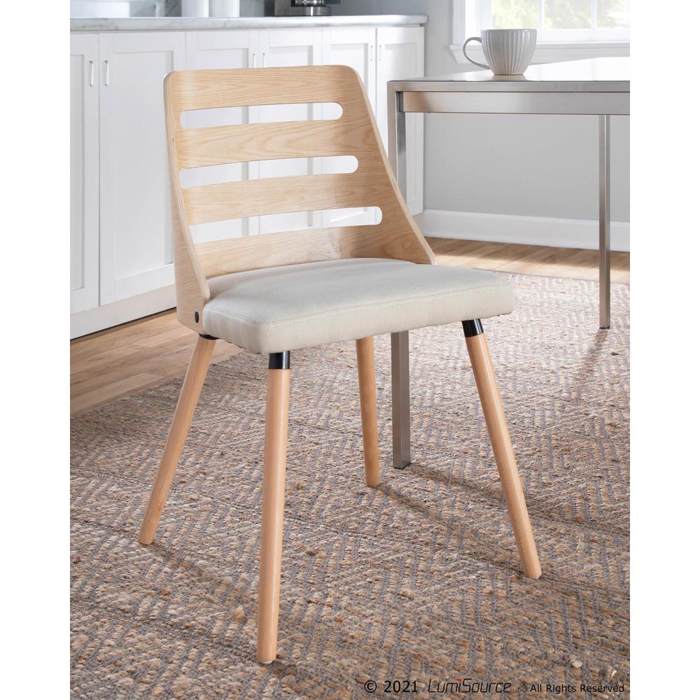 Natural Wood, Cream Fabric Trevi Chair. Picture 9