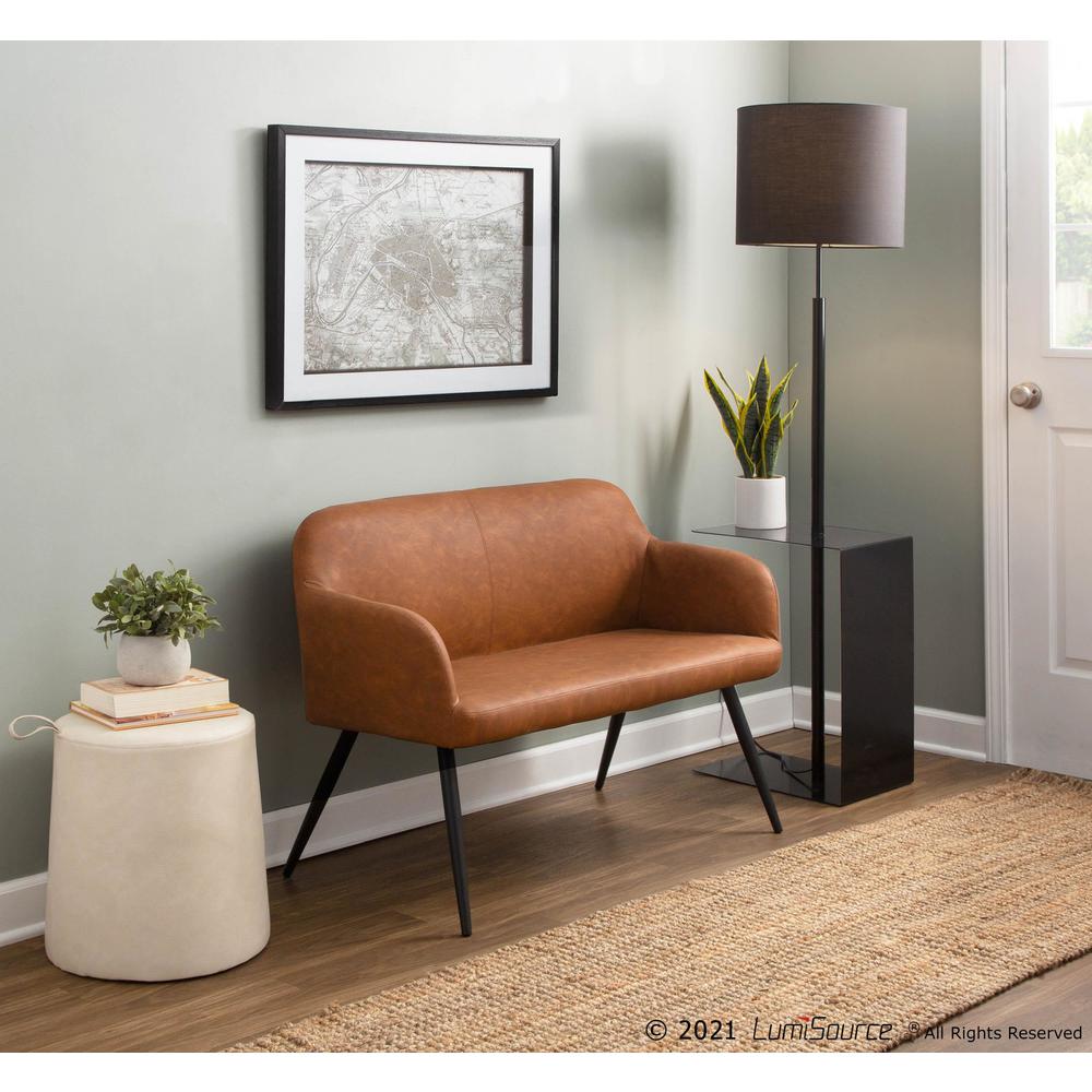 Black Steel, Camel PU Daniella High Back Bench. Picture 9