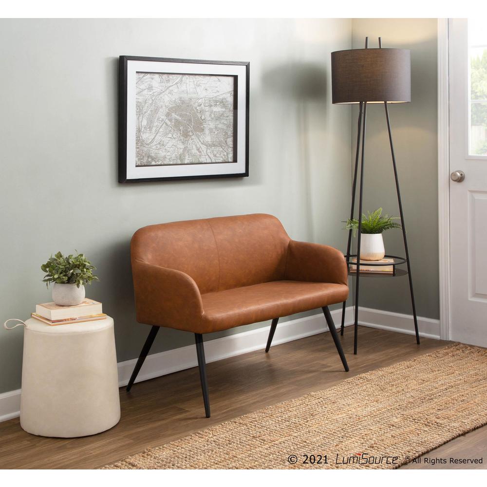 Black Steel, Camel PU Daniella High Back Bench. Picture 10