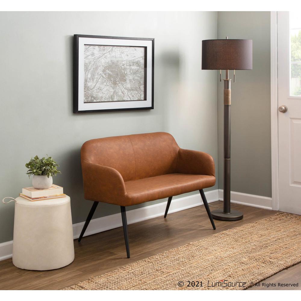 Black Steel, Camel PU Daniella High Back Bench. Picture 11