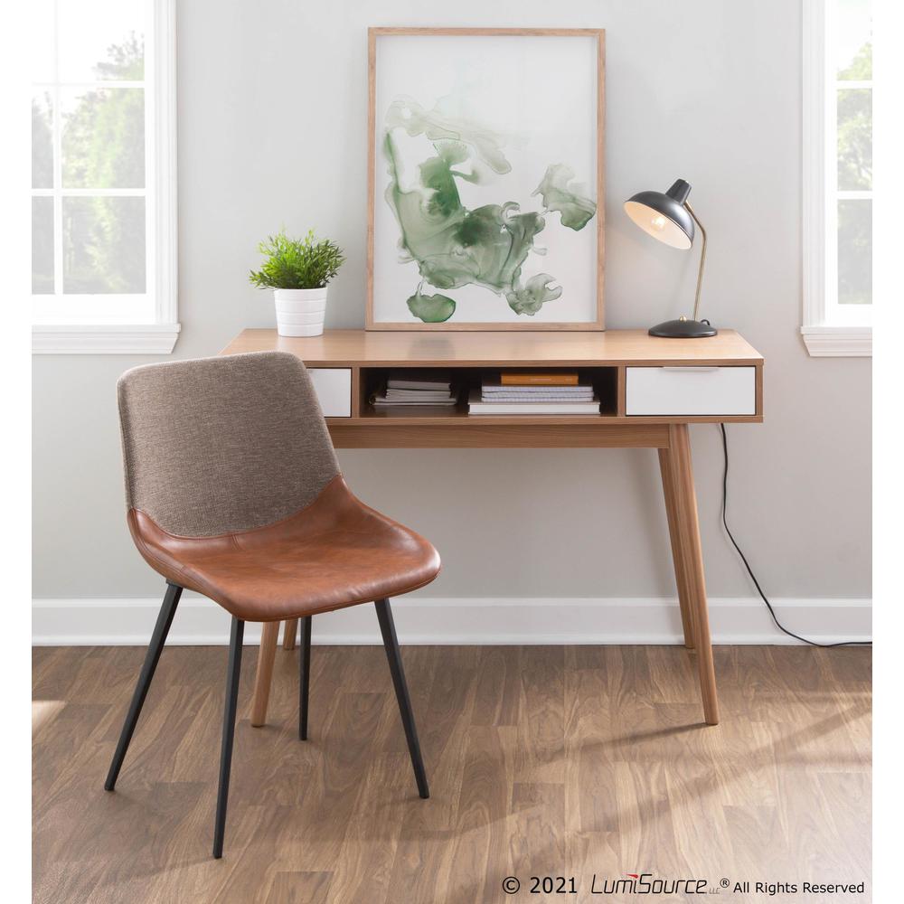 Natural Wood, White Wood Pebble Double Desk. Picture 9