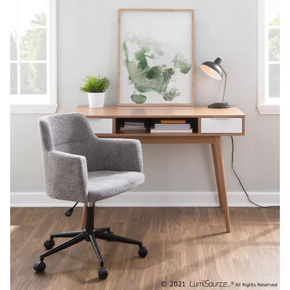 Natural Wood, White Wood Pebble Double Desk. Picture 10