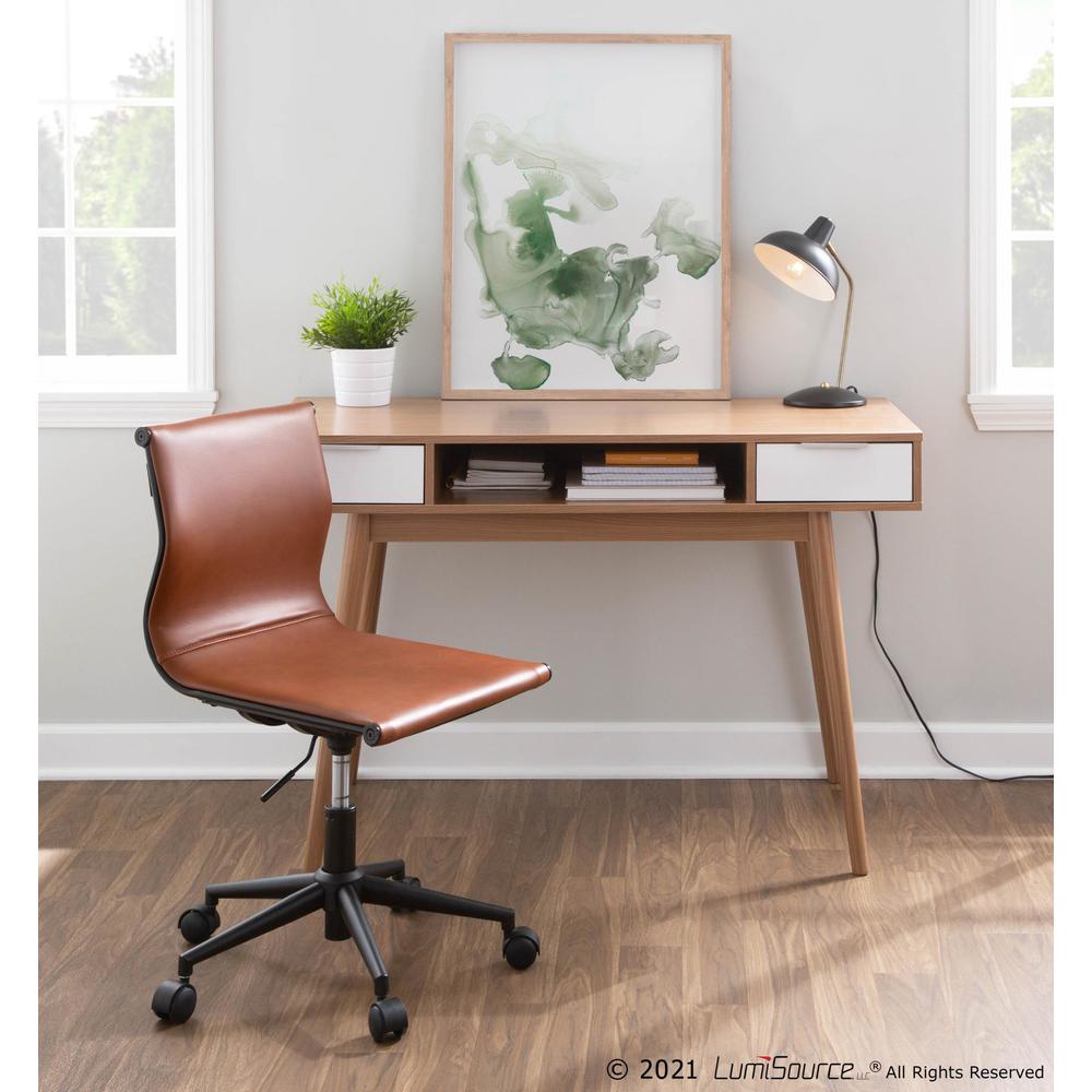Natural Wood, White Wood Pebble Double Desk. Picture 11