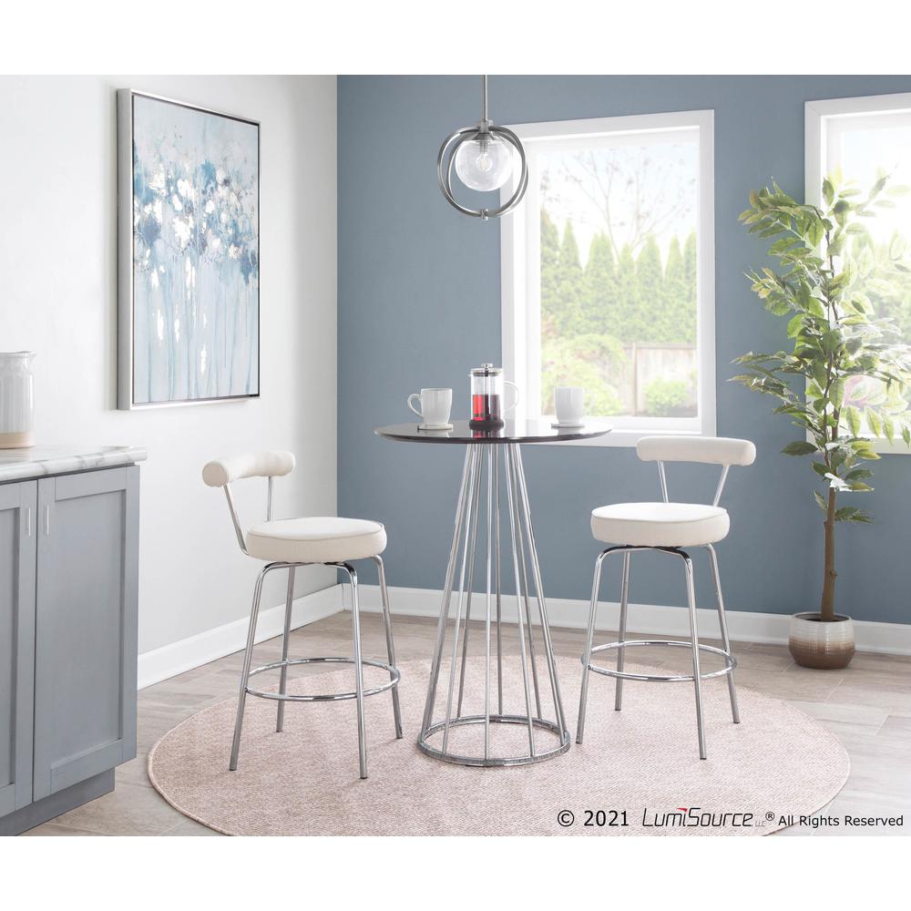 Chrome, Cream Fabric Rhonda Counter Stool - Set of 2. Picture 8