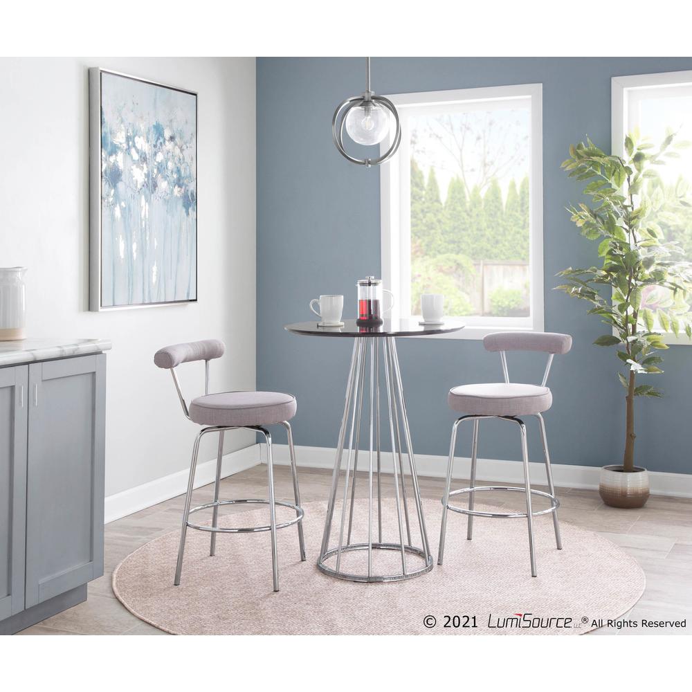 Chrome, Light Grey Fabric Rhonda Counter Stool - Set of 2. Picture 8