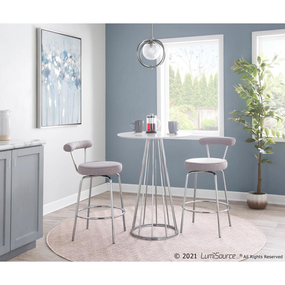 Chrome, Light Grey Fabric Rhonda Counter Stool - Set of 2. Picture 9