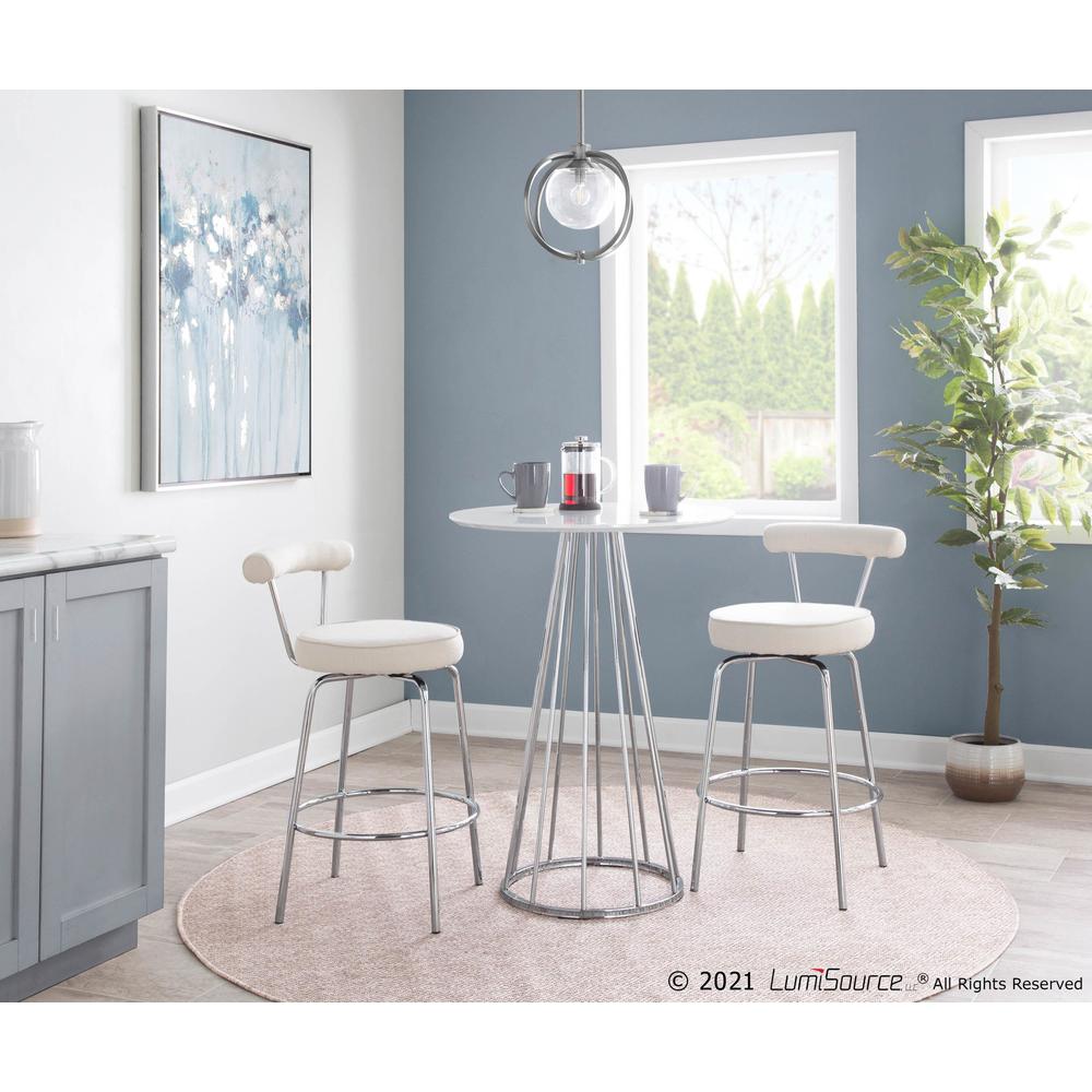 Chrome, Cream Fabric Rhonda Counter Stool - Set of 2. Picture 9