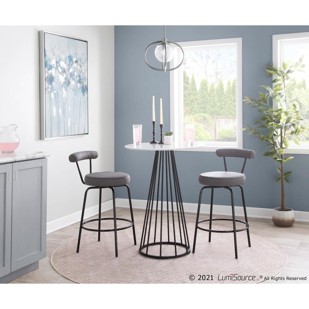 Black Steel, Charcoal Fabric Rhonda Counter Stool - Set of 2. Picture 9