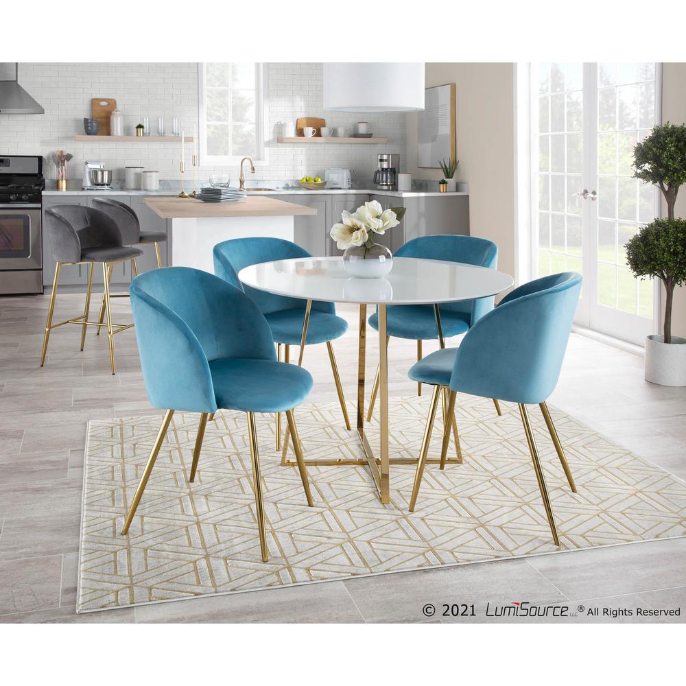 Gold Steel, Light Blue Velvet Fran Chair - Set of 2. Picture 11