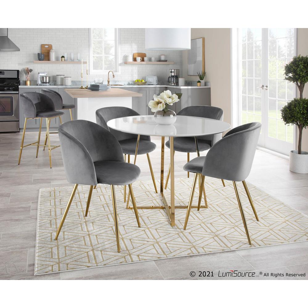 Gold Steel, Silver Velvet Fran Chair - Set of 2. Picture 8