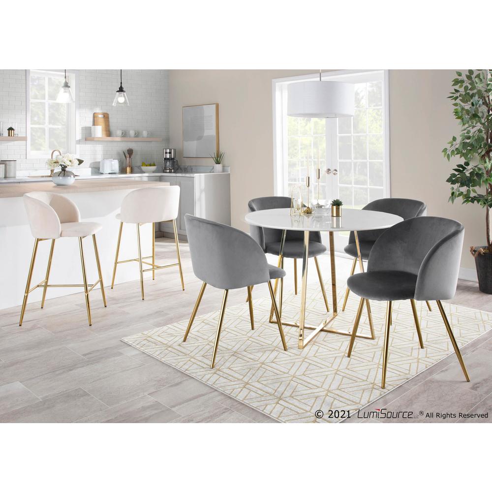 Gold Steel, Silver Velvet Fran Chair - Set of 2. Picture 10