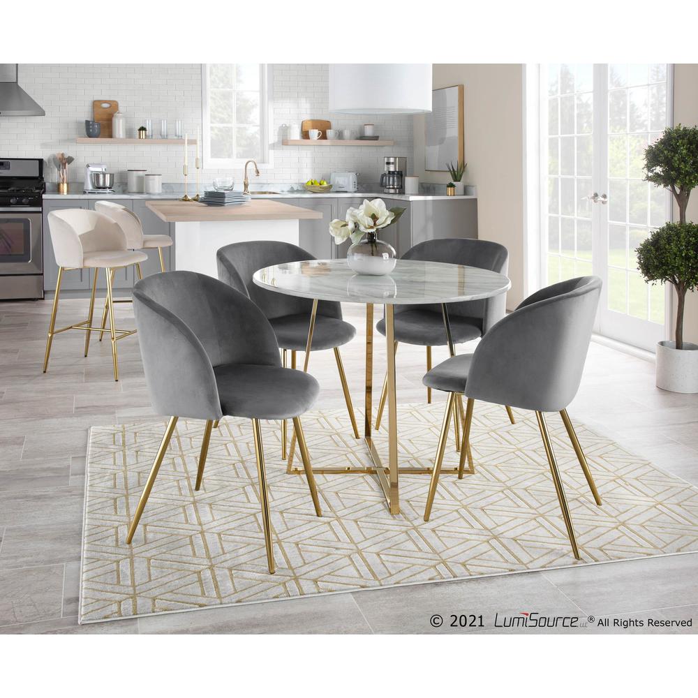Gold Steel, Silver Velvet Fran Chair - Set of 2. Picture 11