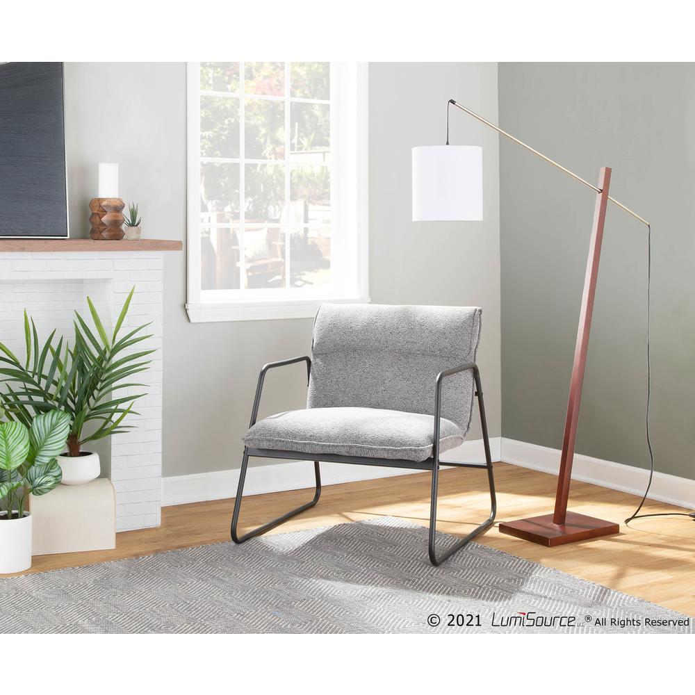 Black Steel, Grey Noise Fabric Casper Arm Chair. Picture 7