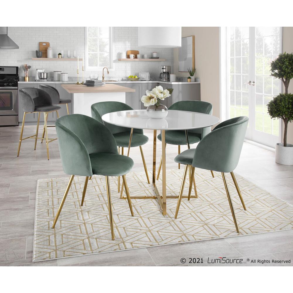 Gold Metal, Sage Green Velvet Fran Chair - Set of 2. Picture 10