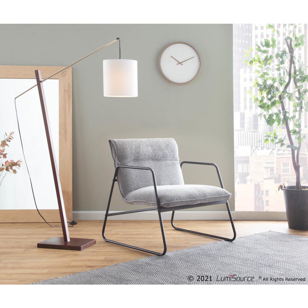 Black Steel, Grey Noise Fabric Casper Arm Chair. Picture 9
