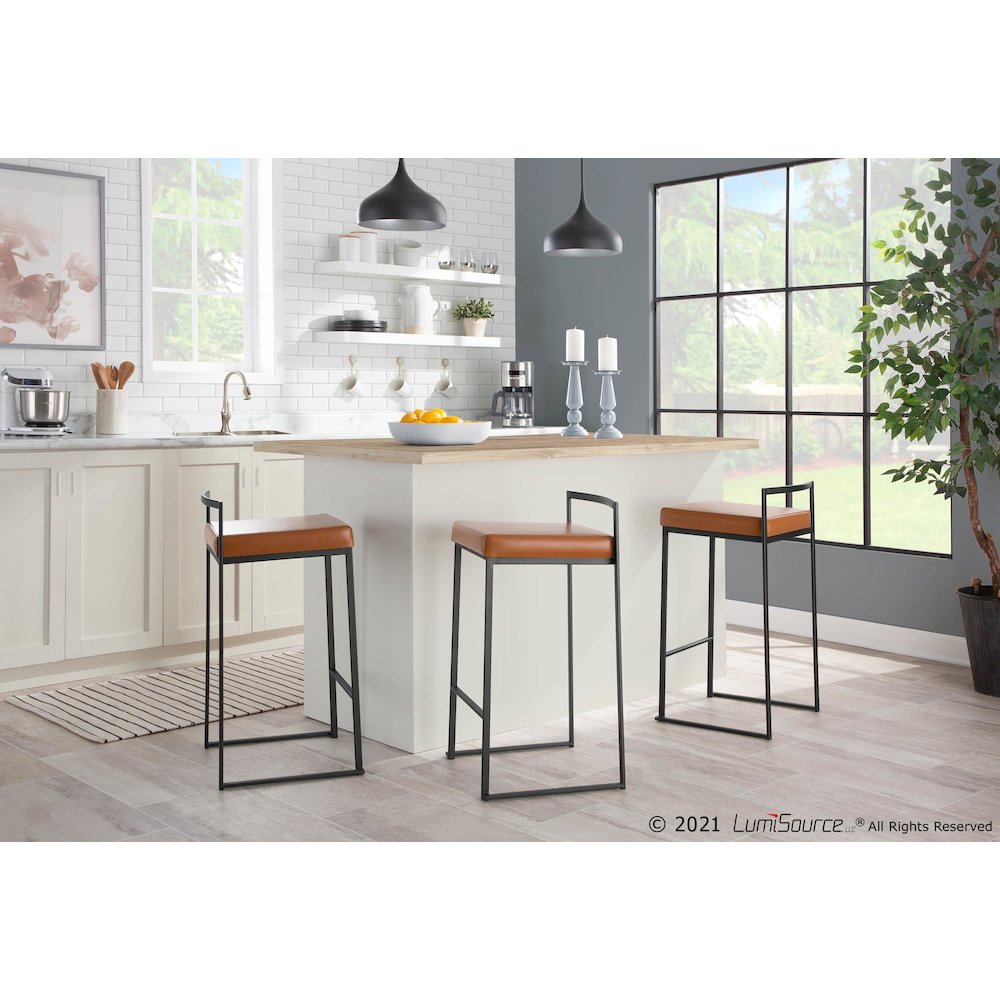 Fuji Stacker 26" Fixed-Height Counter Stool - Set of 3 in Black Metal. Picture 10