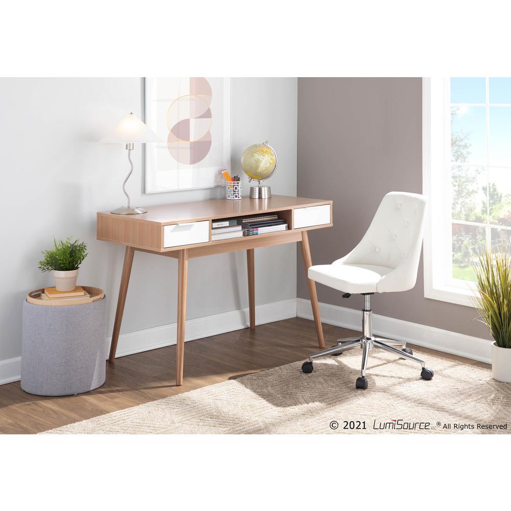 Grey Fabric, Natural Wood Tray Nesting Ottoman Set. Picture 7