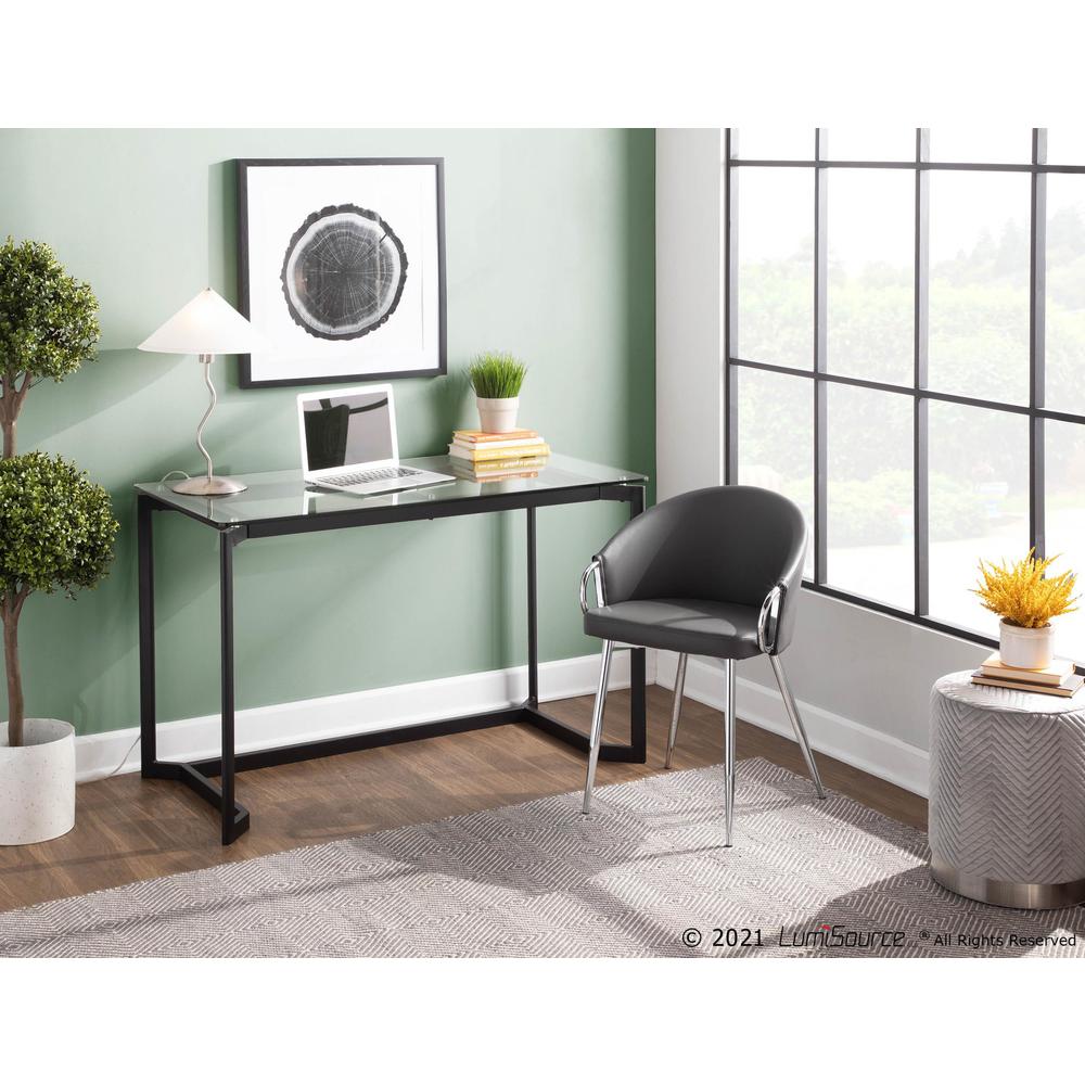 Black Steel, Clear Glass Masters Office Desk. Picture 10