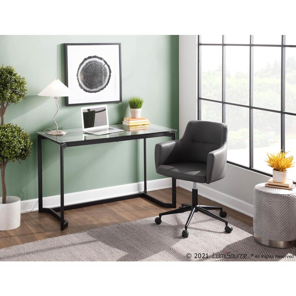 Black Steel, Clear Glass Masters Office Desk. Picture 11
