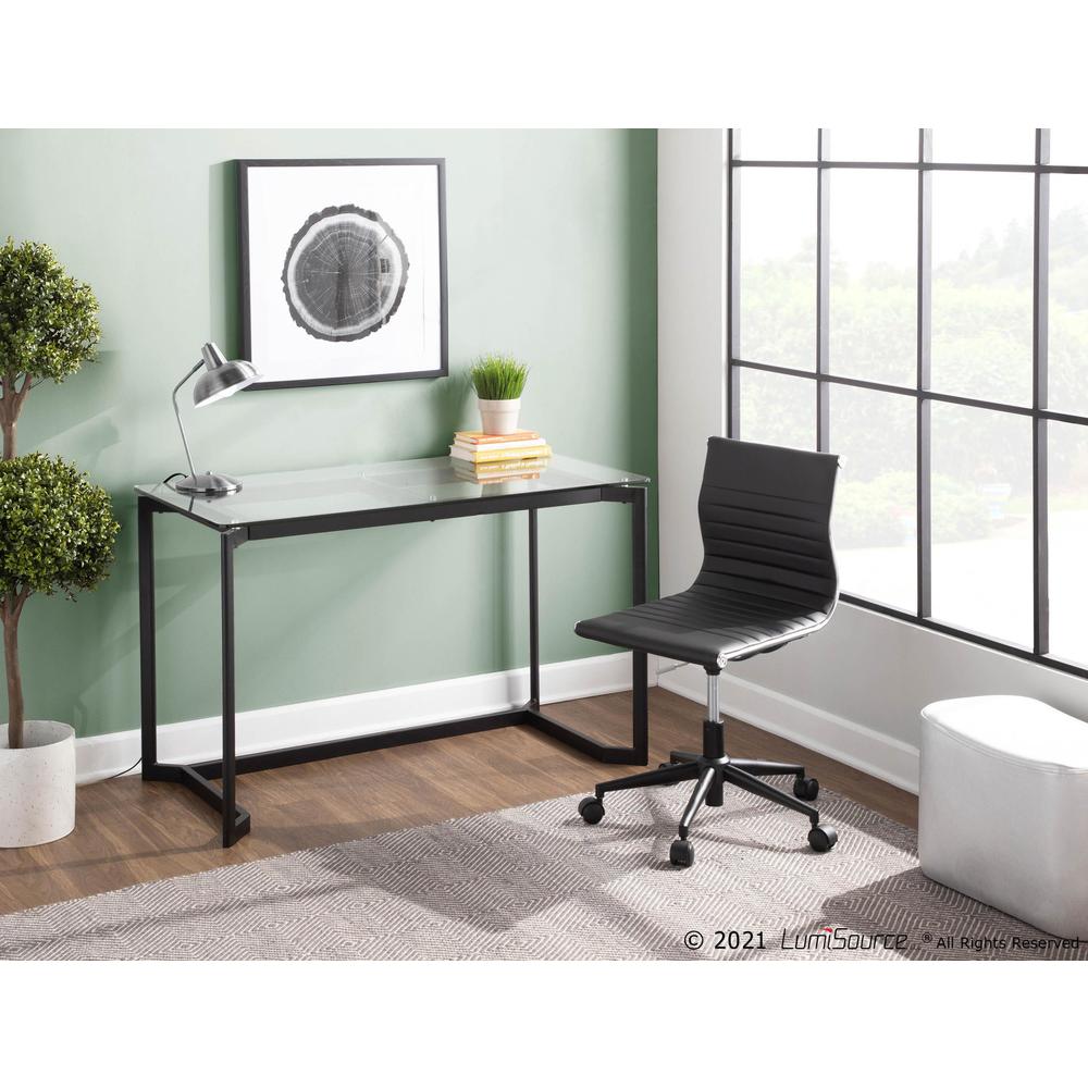 Black Steel, Clear Glass Masters Office Desk. Picture 9