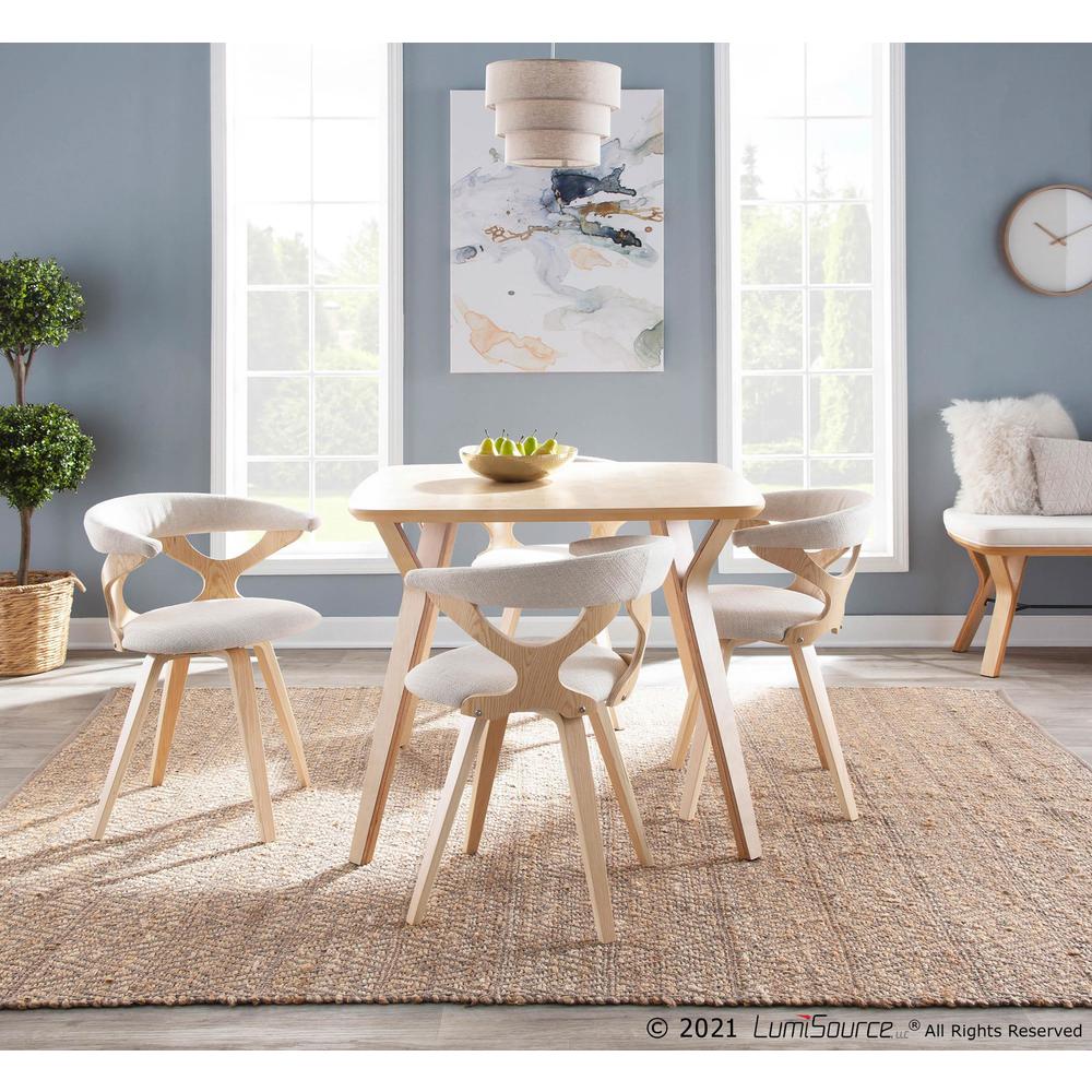Natural Wood, Cream Fabric Folia Bench. Picture 9