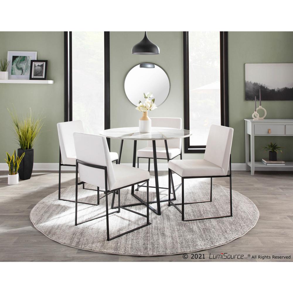 Black Steel, White Velvet High Back Fuji Dining Chair - Set of 2. Picture 8