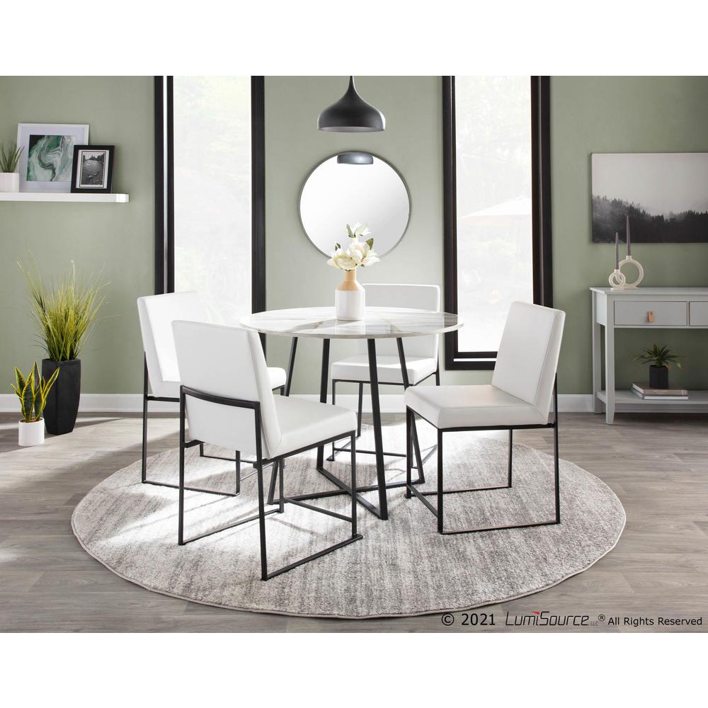 Black Steel, White PU High Back Fuji Dining Chair - Set of 2. Picture 9