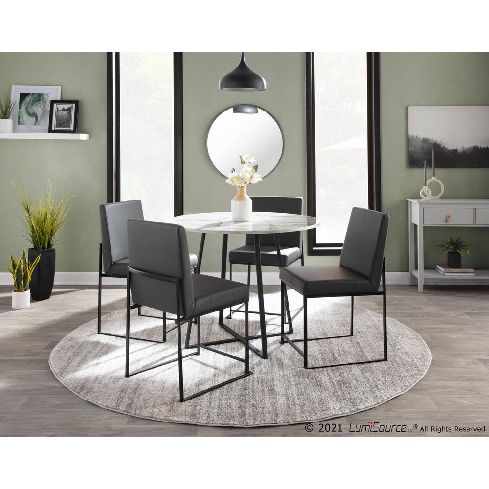 Black Steel, Grey PU High Back Fuji Dining Chair - Set of 2. Picture 8