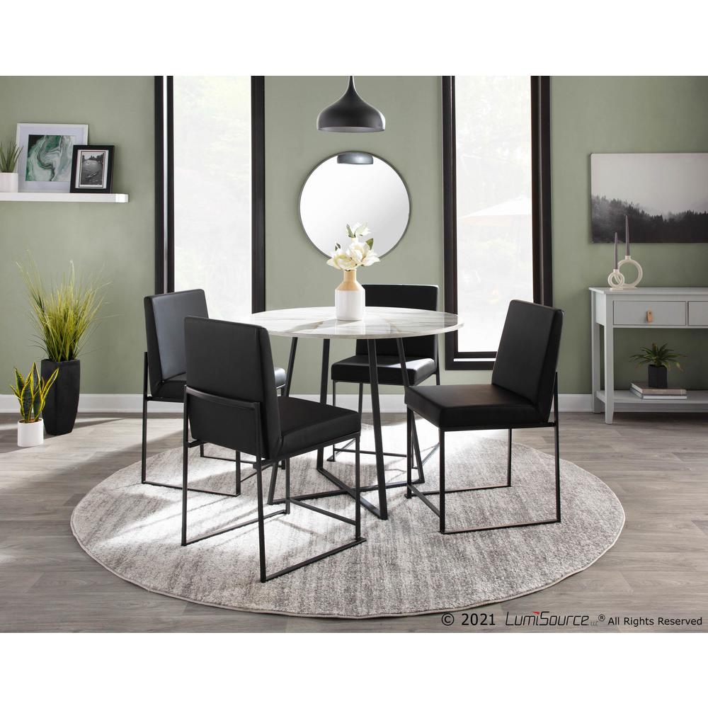 Black Steel, Black PU High Back Fuji Dining Chair - Set of 2. Picture 9