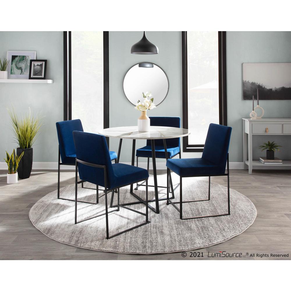 Black Steel, Blue Velvet High Back Fuji Dining Chair - Set of 2. Picture 9