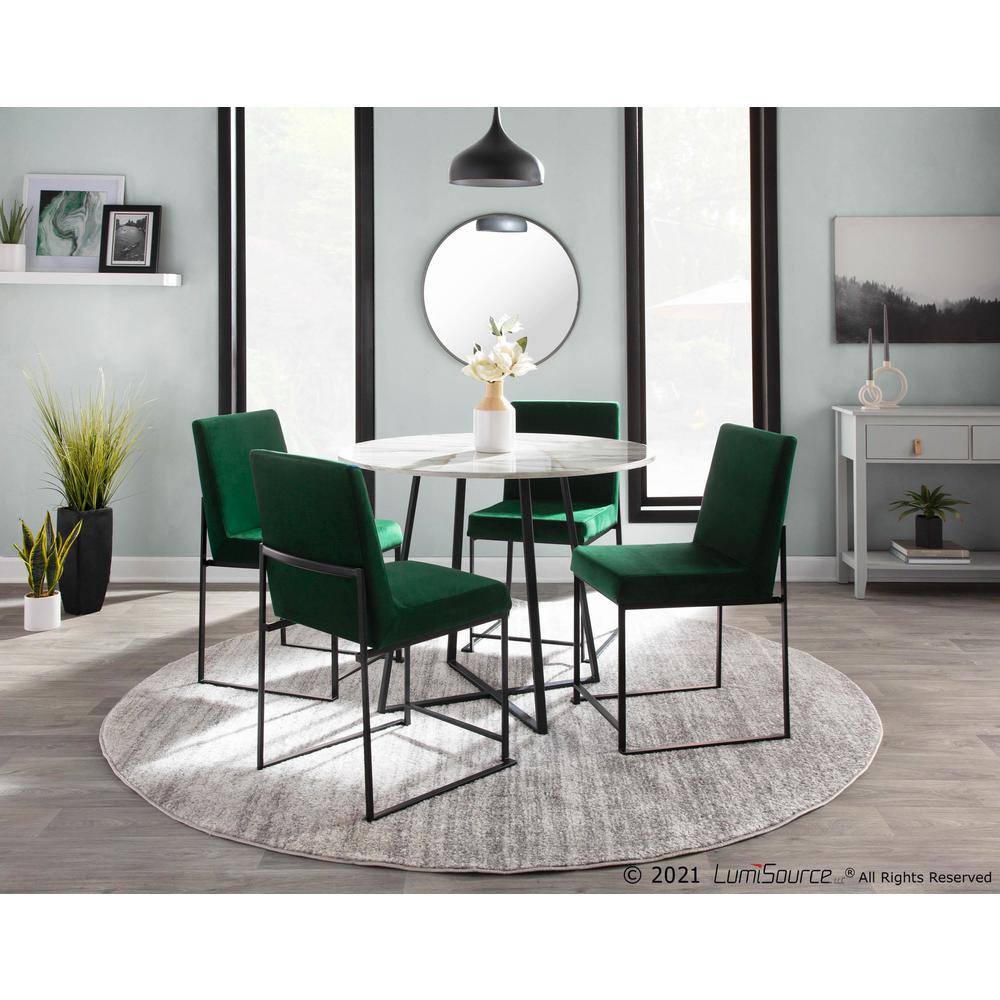 Black Steel, Green Velvet High Back Fuji Dining Chair - Set of 2. Picture 8