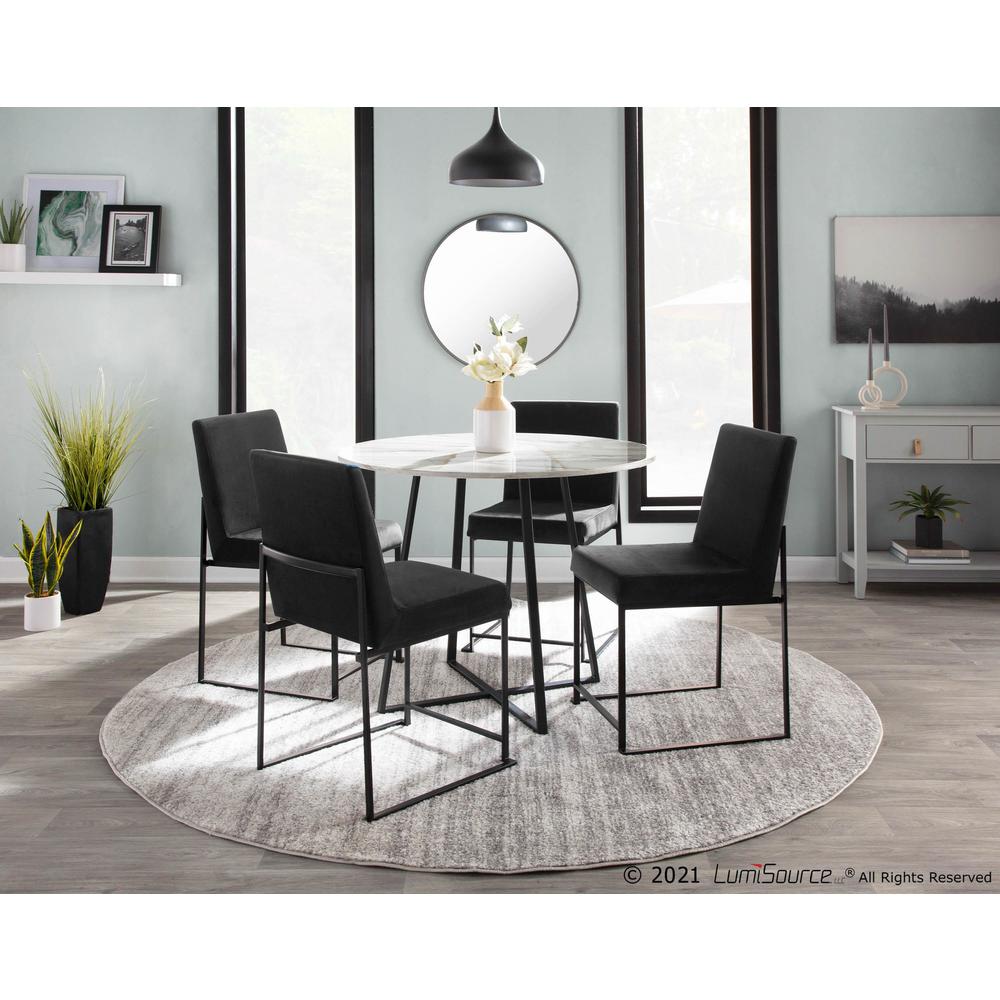 Black Steel, Black Velvet High Back Fuji Dining Chair - Set of 2. Picture 9