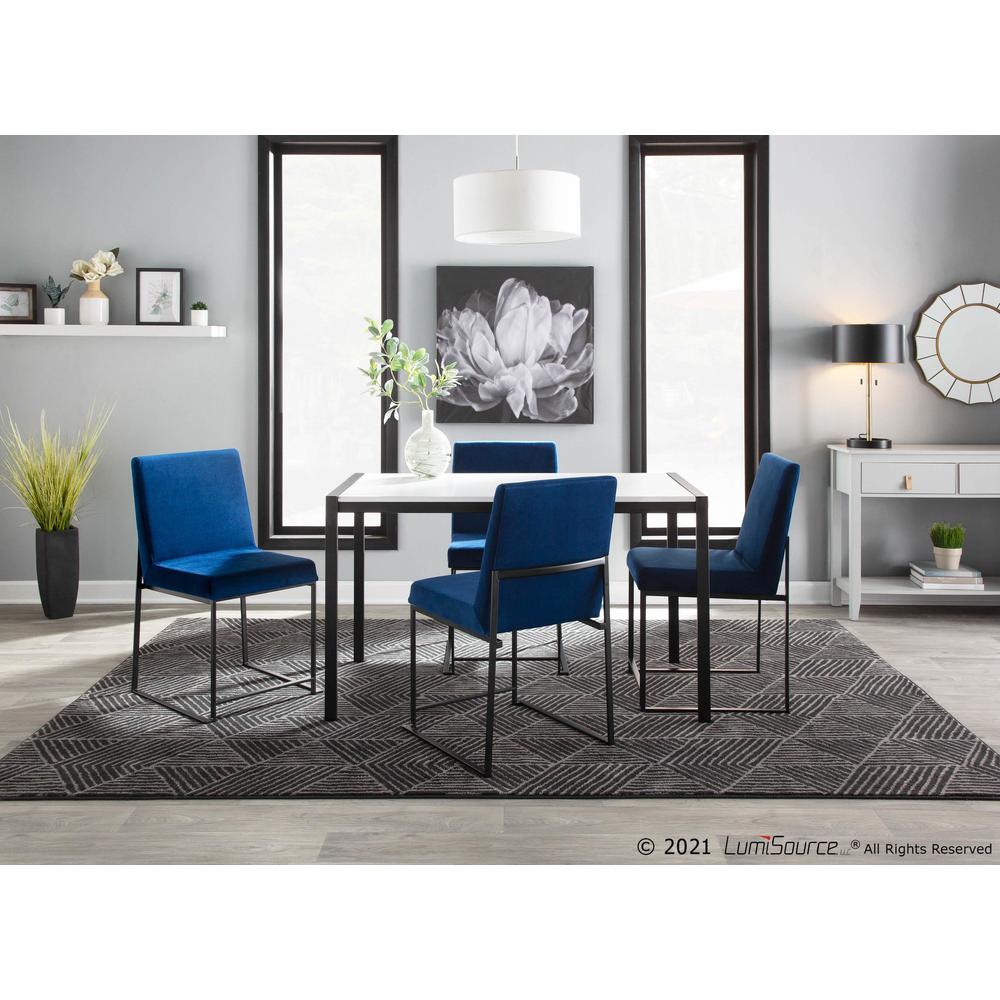 Black Steel, Blue Velvet High Back Fuji Dining Chair - Set of 2. Picture 10