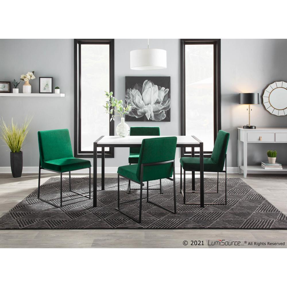 Black Steel, Green Velvet High Back Fuji Dining Chair - Set of 2. Picture 9