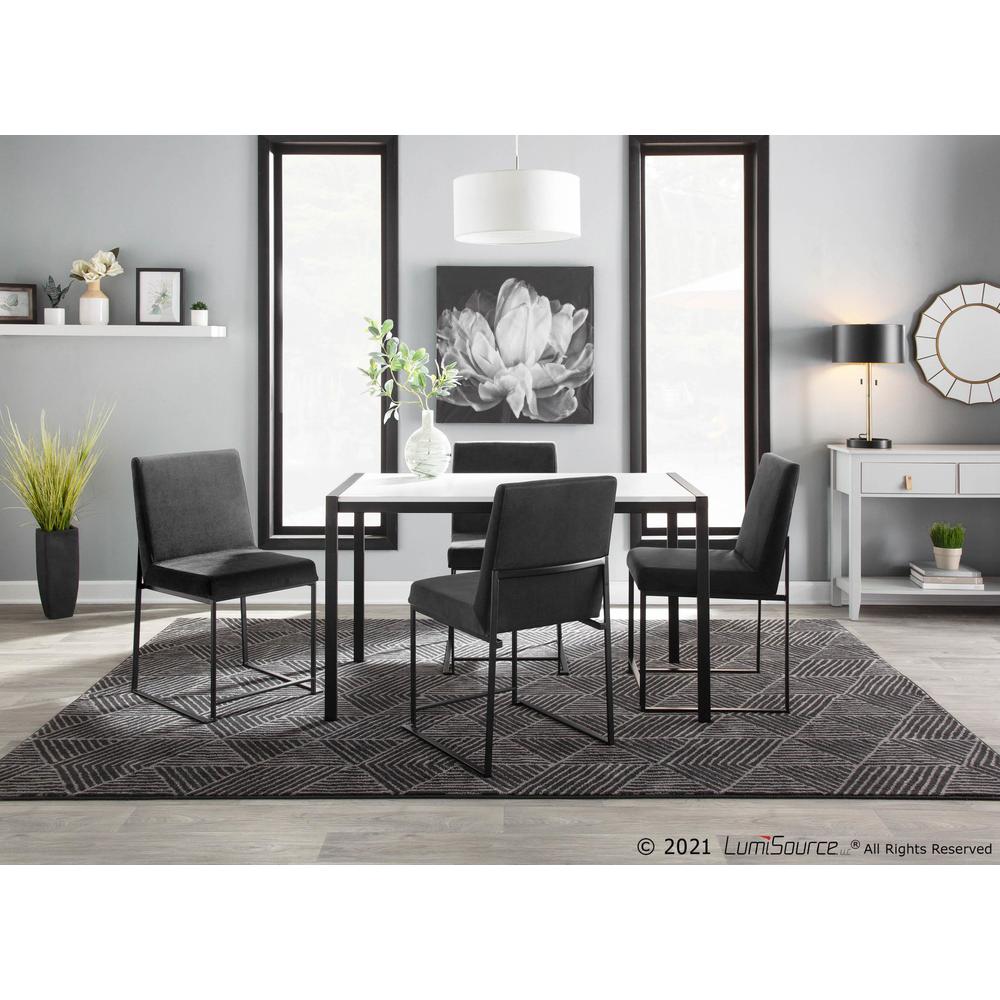 Black Steel, Black Velvet High Back Fuji Dining Chair - Set of 2. Picture 10