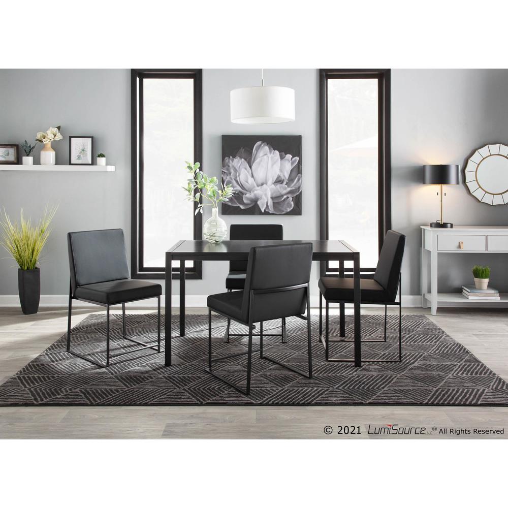 Black Steel, Black PU High Back Fuji Dining Chair - Set of 2. Picture 10