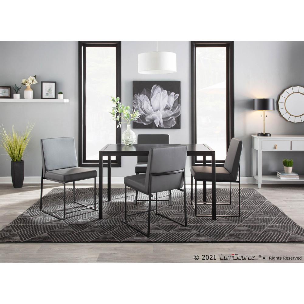 Black Steel, Grey PU High Back Fuji Dining Chair - Set of 2. Picture 9
