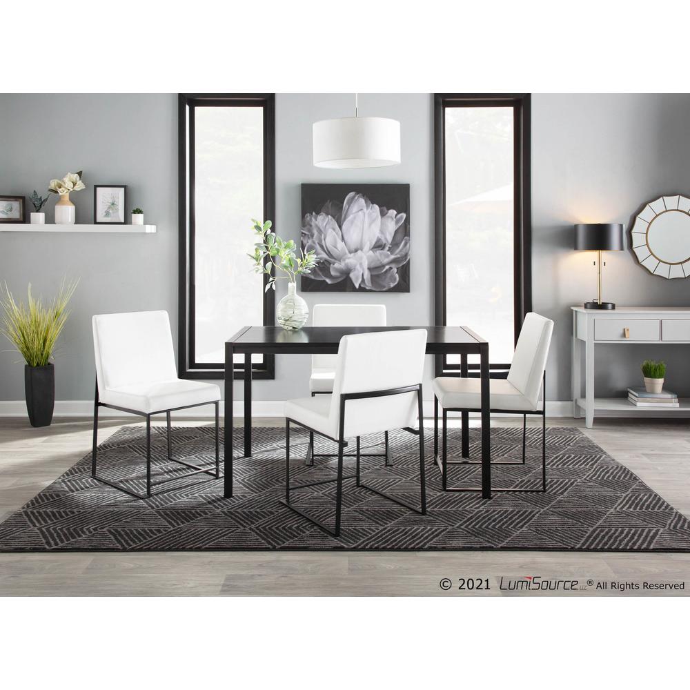 Black Steel, White PU High Back Fuji Dining Chair - Set of 2. Picture 10
