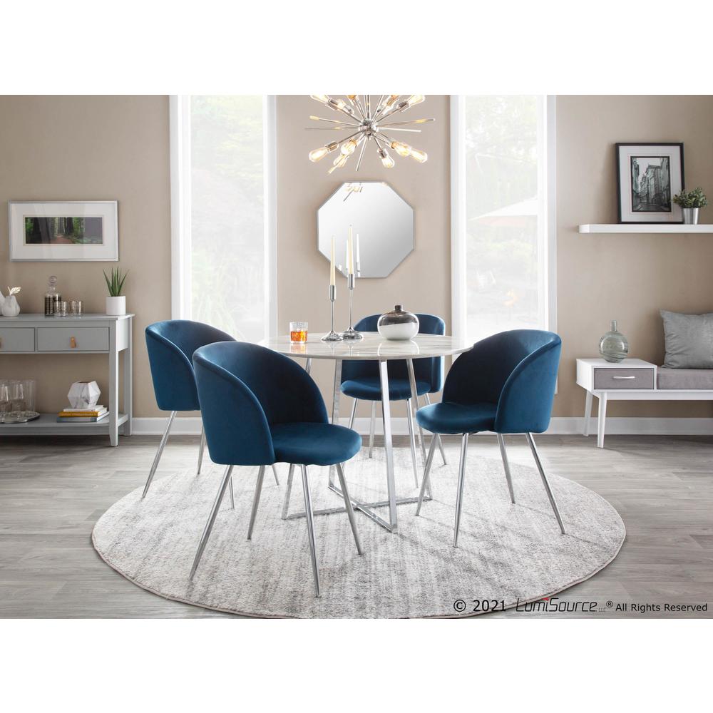 Chrome, Blue Velvet Fran Chair - Set of 2. Picture 8