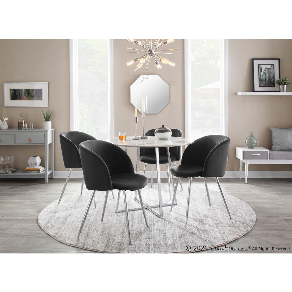 Chrome, Black Velvet Fran Chair - Set of 2. Picture 8