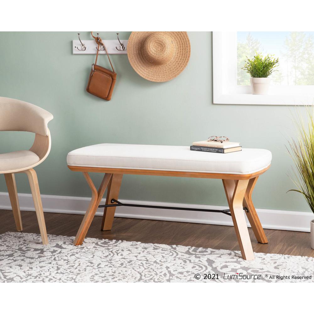 Natural Wood, Cream Fabric Folia Bench. Picture 10