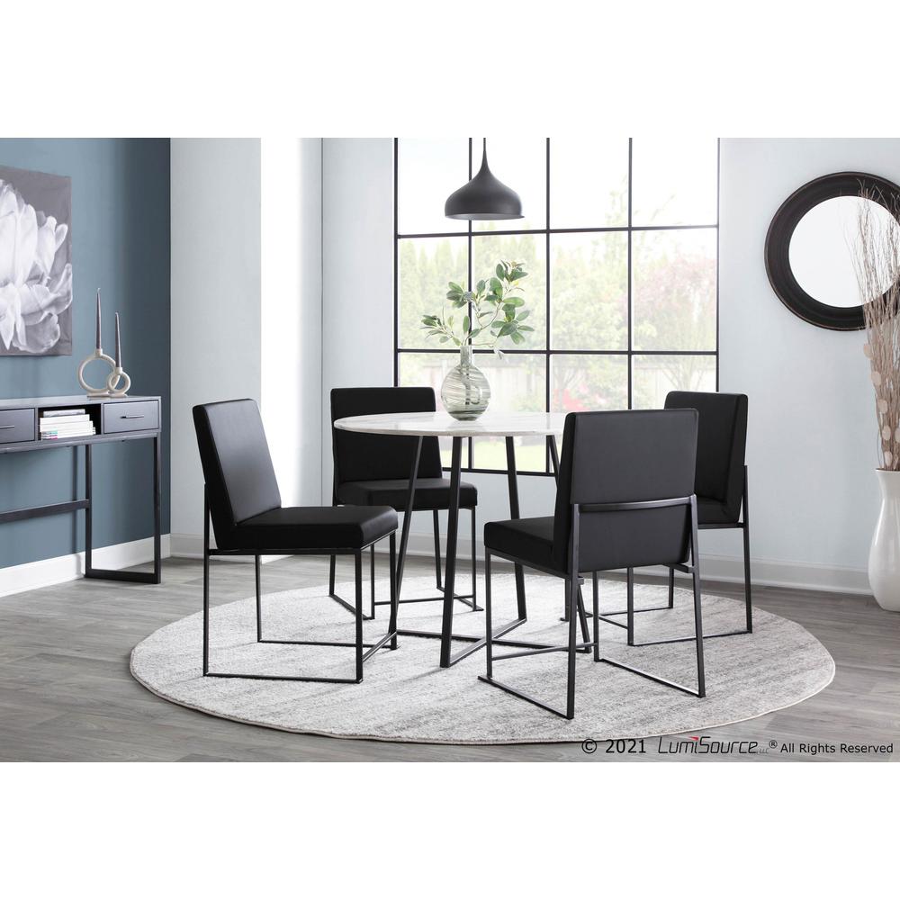 Black Steel, Black PU High Back Fuji Dining Chair - Set of 2. Picture 8