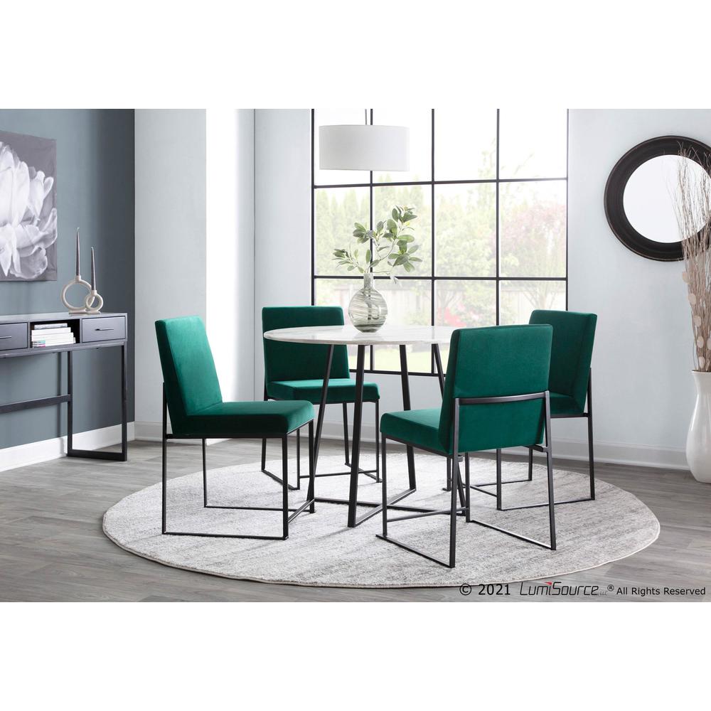 Black Steel, Green Velvet High Back Fuji Dining Chair - Set of 2. Picture 10