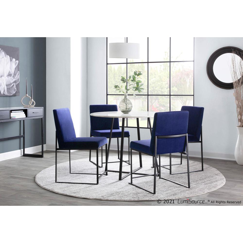Black Steel, Blue Velvet High Back Fuji Dining Chair - Set of 2. Picture 8